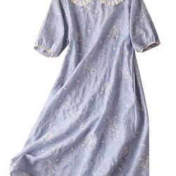 【NEW】★刺繍コットンリネンのドレス /ロングスカート 綿麻 ベージュ 1枚目の画像