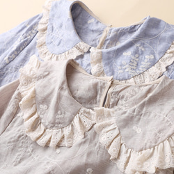 【NEW】★刺繍コットンリネンのドレス /ロングスカート 綿麻 ベージュ 4枚目の画像
