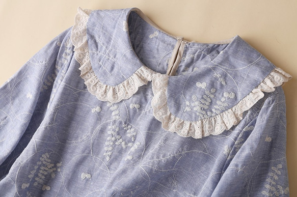 【NEW】★刺繍コットンリネンのドレス /ロングスカート 綿麻 ベージュ 6枚目の画像