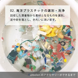 海洋プラスチックを素材にした一点物ピアス【緑mix】［サスティナブル/エシカル/SDGs］ 6枚目の画像