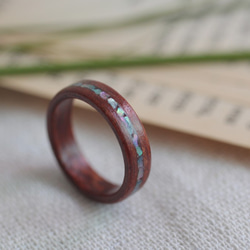 ブービンガ螺鈿 木の指輪(ウッドリング) - 刻印可能 4枚目の画像