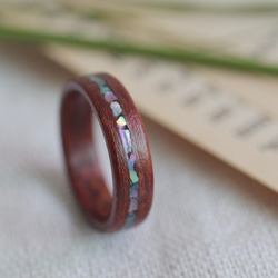 ブービンガ螺鈿 木の指輪(ウッドリング) - 刻印可能 5枚目の画像
