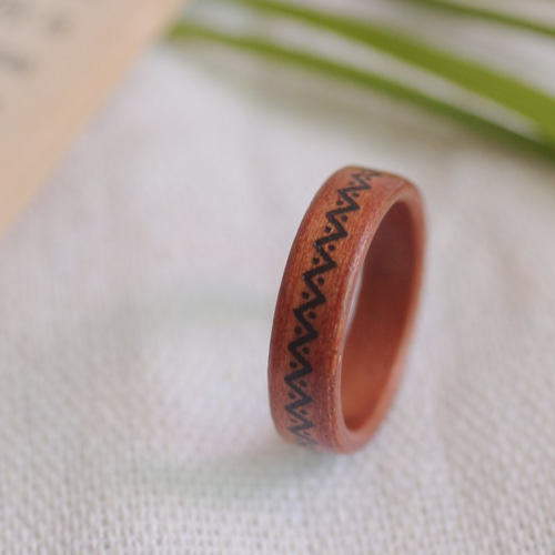 パターン刻印 チェリー木の指輪(ウッドリング) - 刻印可能 指輪