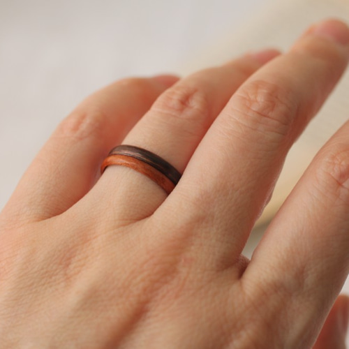 3mmスリムな木の指輪セット(ウッドリング) 二つのセットリング 指輪