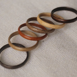 3mmスリムな木の指輪セット(ウッドリング) 二つのセットリング 6枚目の画像