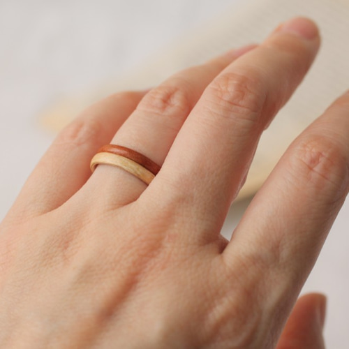 3mmスリムな木の指輪セット(ウッドリング) 二つのセットリング 指輪