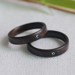 [2個1セット] 黒檀 ペアの木の指輪(ウッドリング) - 刻印可能 3枚目の画像