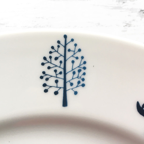 受注制作］26cmリムプレート［Forest］ 北欧風 大皿 ひかり工房