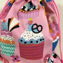 お着替え袋 入園 入学準備 カップケーキ柄 ピンク 2枚目の画像