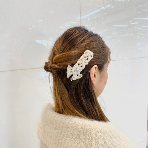 マクラメヘアクリップ〈L〉 ヘアクリップ・バナナクリップ Azul  