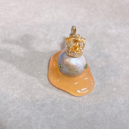 オリジナルデザイン　犬シリーズ　淡水バロックパールペンダントトップ K18 リバーシブル バロックパール ブラックダイヤモンド 犬