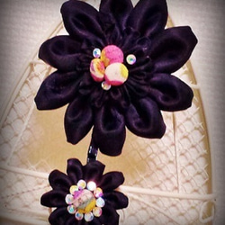 布花のブローチ －くるみボタンの飾り－ 3枚目の画像