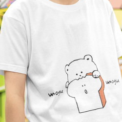 キッズTシャツ　ホワイト　子供サイズ　手の中にっこりレオパちゃん 5枚目の画像