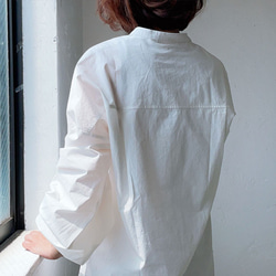 タイプライターシャツ　無地　ボリューム袖　バルーン袖　前開き　前開きシャツ　20代　30代　40代　trk-0002 3枚目の画像