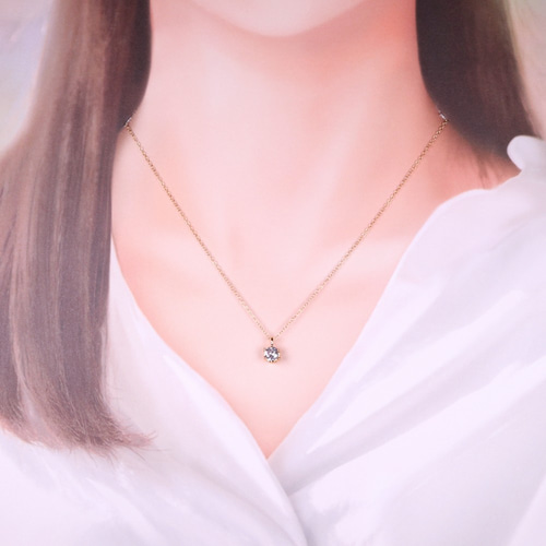 504AB【一粒ダイヤ】ネックレス　ジルコニア　SV925　シルバー　銀　7mm 14kgf/クラウン CZダイヤの一粒ジルコニアネックレス ホワイト