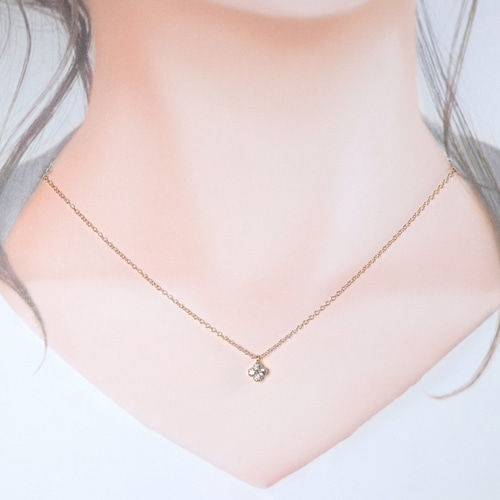 美品★4℃ K10 ジルコニア　フラワー ネックレス ペンダント 4℃ K10 ジルコニア フラワー ネックレス - メルカリ