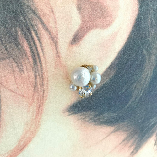 ころんとキラキラビジューピアス（クリスタル） ピアス（スタッド・一 