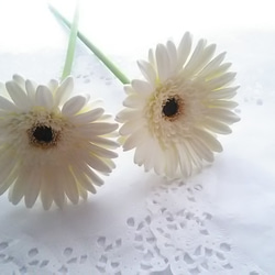 ❁Black Core・Off-White Clay Flower Gerbera 2 件套，室內花，單花瓶❁ 第3張的照片