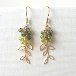 Fresh green leaves earrings 3枚目の画像