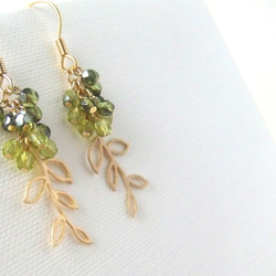 Fresh green leaves earrings 4枚目の画像