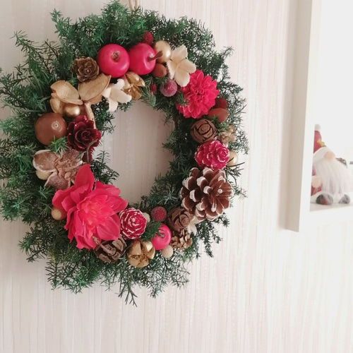 見本木の実いっぱいクリスマスリース45センチ