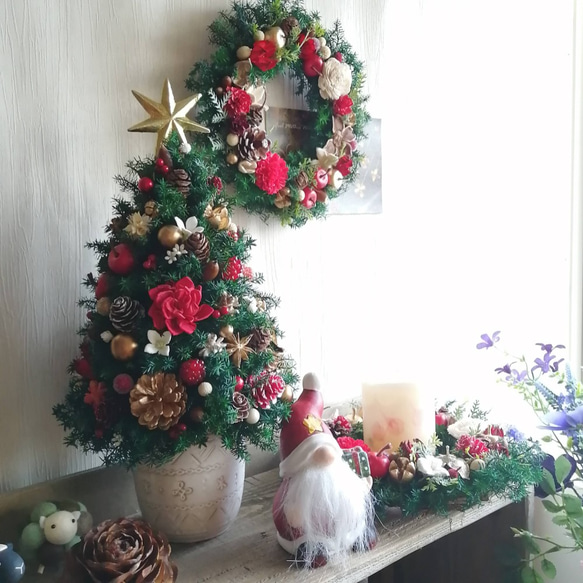 【送料無料】【動画付きキット】本物のヒムロスギとたっぷりの木の実で作る♡王道クリスマスリース　直径20センチ 10枚目の画像