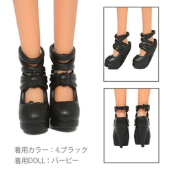 1ペア ブラック カラー 人形 ドール用 靴 サンダル シューズ ハンドメイド パーツ 00003 5枚目の画像