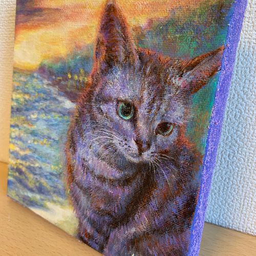 猫と海/絵画 アート 原画 送料無料 絵画 ココさぶろー 通販