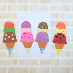 壁面　アイスクリーム　夏　保育　7月8月　保育園　幼稚園　キッズルーム　学童　掲示板　フォト飾り　製作 2枚目の画像