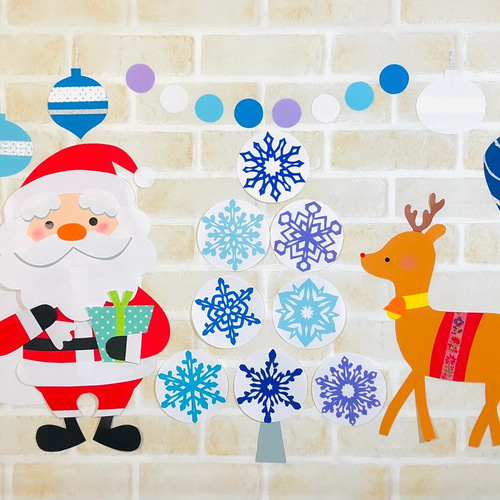 冬 壁面 クリスマス サンタ トナカイ ツリー 保育 幼稚園 室内・窓