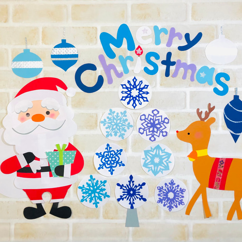 冬 壁面 クリスマス サンタ トナカイ ツリー 保育・幼稚園 室内・窓