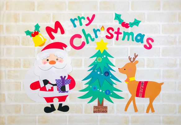 冬 壁面 クリスマス サンタ トナカイ ツリー 保育 幼稚園 キッズ