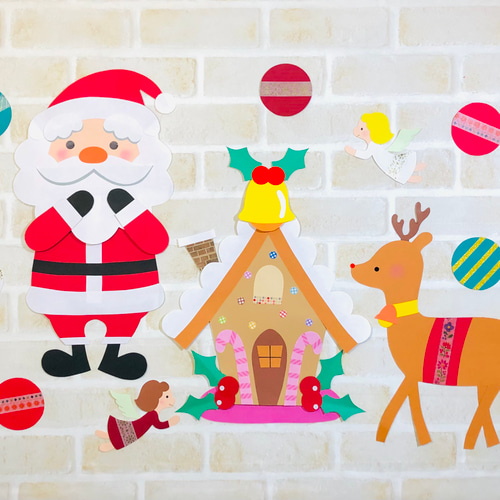 【高知インター店】 冬 掲示板 学童 保育・幼稚園 トナカイ サンタ クリスマス 壁面 クラフト・布製品