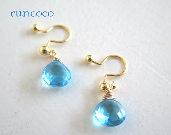 14kgfスイスブルートパーズツイストピアス/イヤリング スイスブルートパーズ 14kgfピアス/イヤリング（金具選択制）「11月