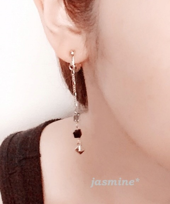 [jasmine*]ナチュラルロックイヤリング 2枚目の画像