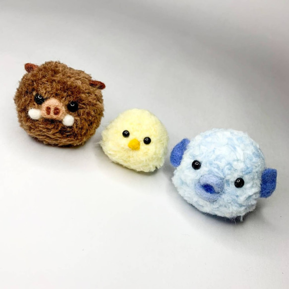 【台灣三牲】毛線球羊毛氈擺飾  魚、豚、ひよこ  Wool felt 第6張的照片