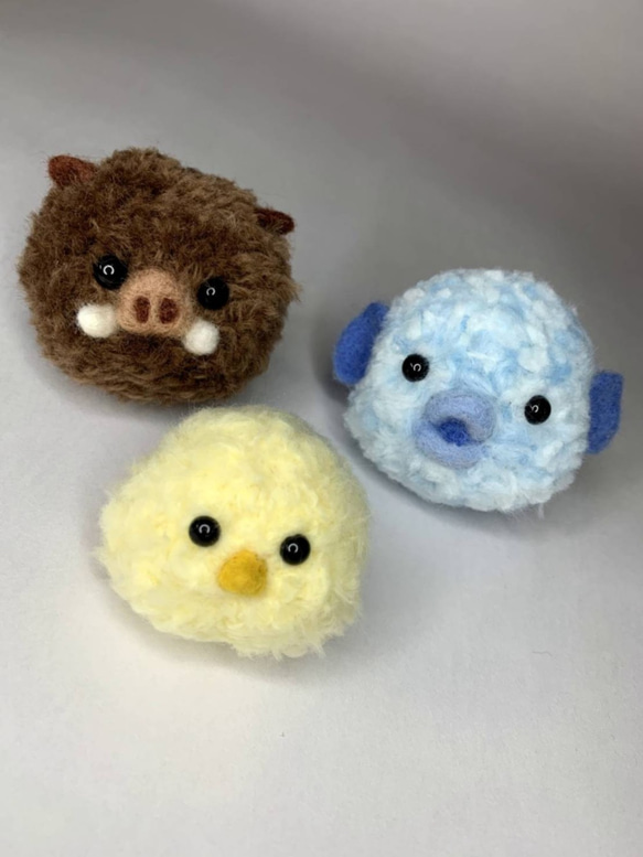 【台灣三牲】毛線球羊毛氈擺飾  魚、豚、ひよこ  Wool felt 第7張的照片