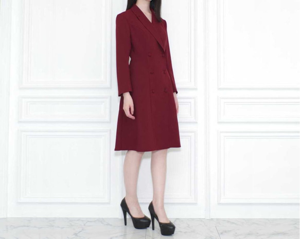 [OrderItem]ワインレッドラペルドレス [Lapel Dress] 1枚目の画像