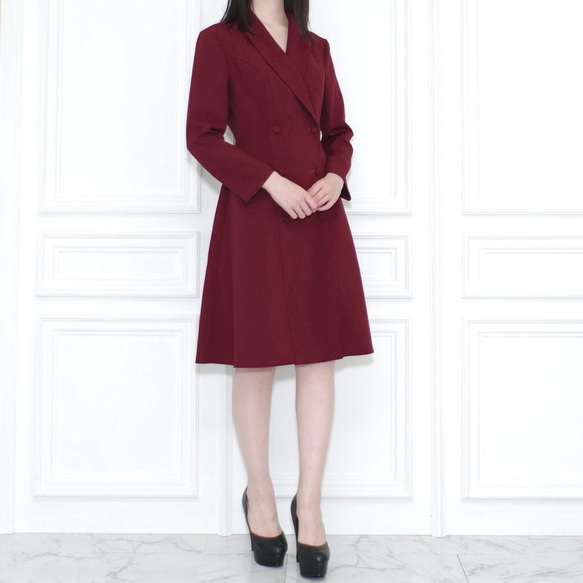 [OrderItem]ワインレッドラペルドレス [Lapel Dress] 2枚目の画像