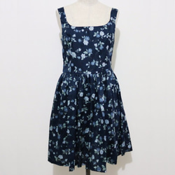 S size :　花柄ブルーワンピースドレス 1枚目の画像