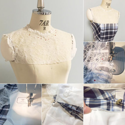 Lace york blue check dress 5枚目の画像