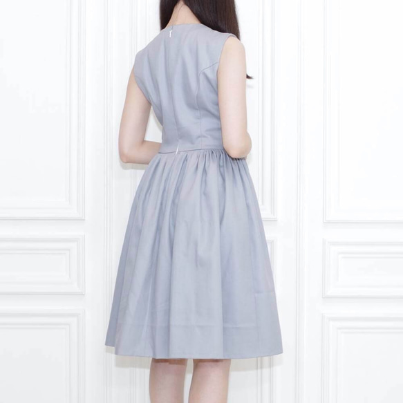 [自己採寸オーダー] ブルーグレーコットンドレス [Classic Dress] 3枚目の画像