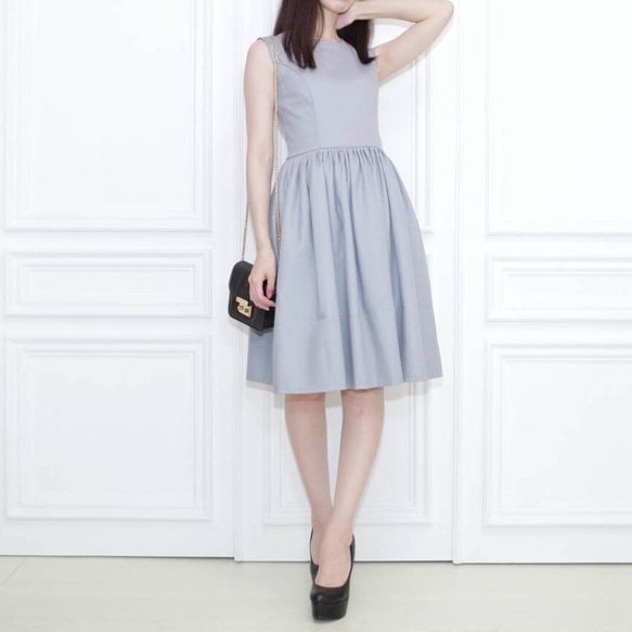【自測下單】藍灰色棉質連衣裙【經典連衣裙】 第5張的照片