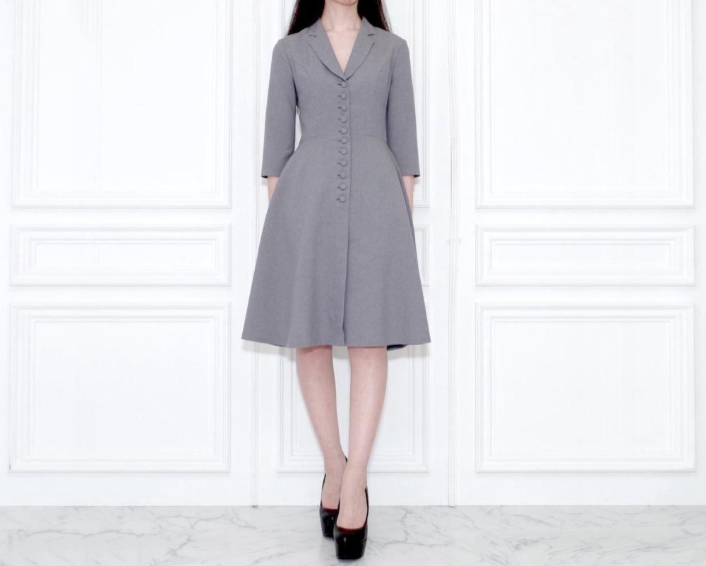 Gray Lapel Dress