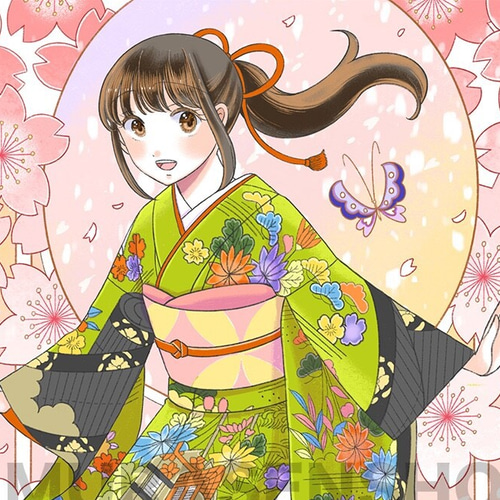 押絵-和紙人形絵画-将棋の着物をきた女性の後ろ姿 別倉庫からの配送】 押絵-和紙人形絵画-将棋の着物をきた女性の