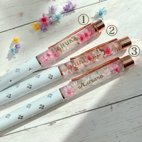 新作 ハーバリウムボールペン キラキラ 花柄 ホワイト ピンク ギフト