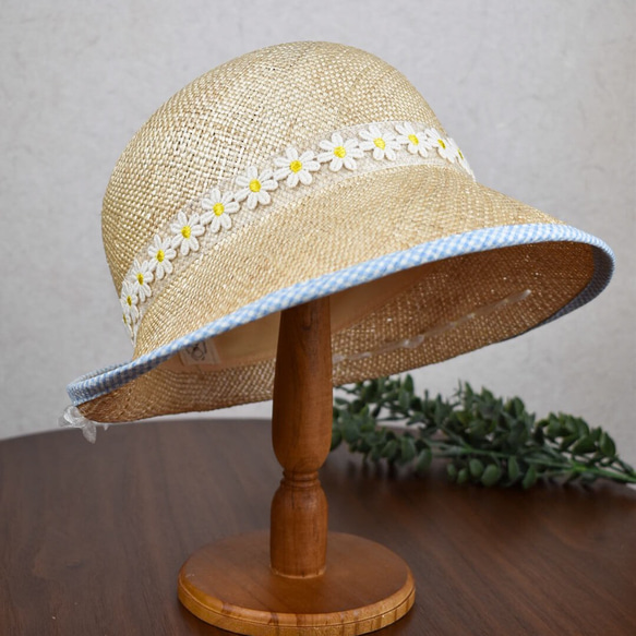 ◇送料無料◇ 木漏れ日 ガーリー クロシェ レトロ な形の  帽子 夏帽子 titimpuipui 一点物 3枚目の画像