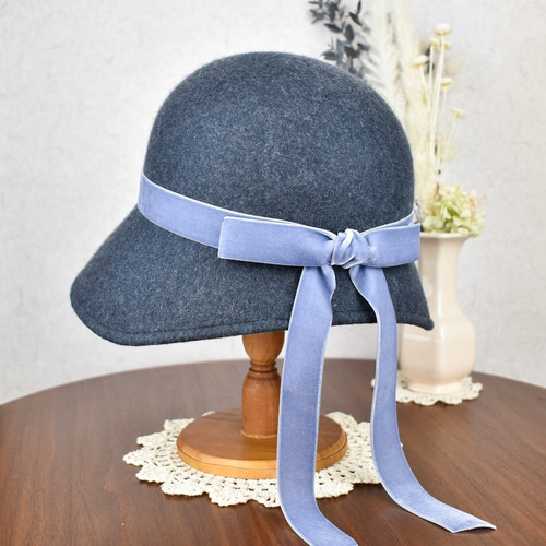 □受注制作□ 憧憬の コケティッシュ クロシェ 〜勿忘草〜 レトロ 冬