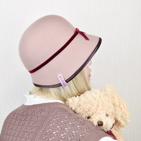 ■受注制作■ テディベア コケティッシュ クロシェ　冬　帽子  ウールフェルト　レトロ  titimpuipui 7枚目の画像