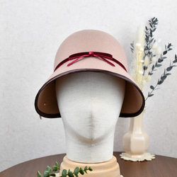 ■受注制作■ テディベア コケティッシュ クロシェ　冬　帽子  ウールフェルト　レトロ  titimpuipui 8枚目の画像
